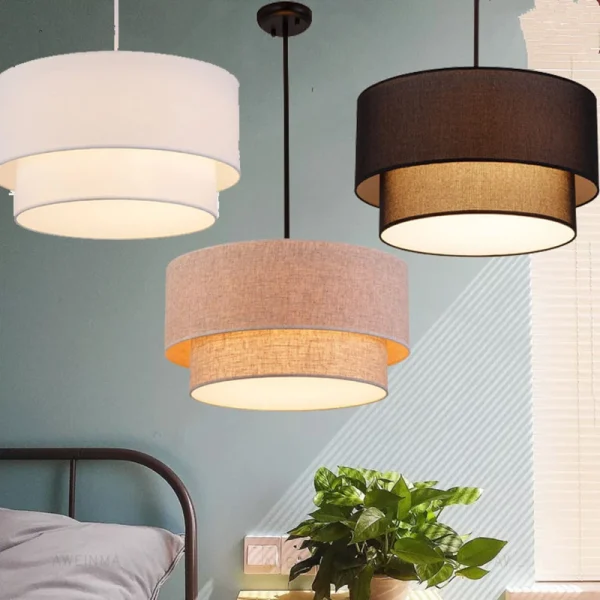 Modern Fabric Pendant Lights  Chandeliers Living Room Hanging Lamp Fixture
