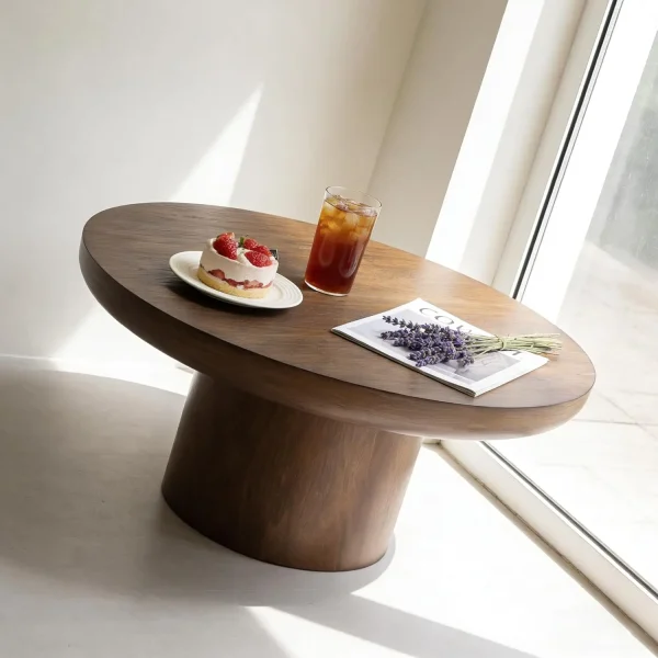 35.98'' Wood Pedestal Coffee Tables for Living Room,  Customized