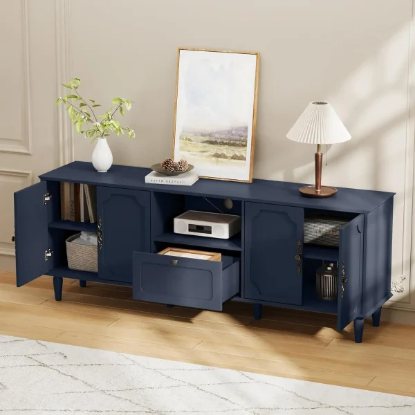 67” Mid-Century Modern TV Stand for 75+ inch TVs, Wood with Storage Drawer, Long Media Console, Customized