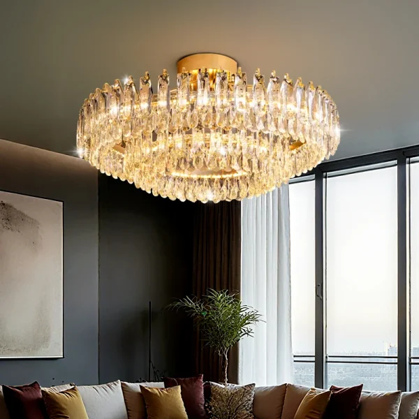Nordic Luxury Crystal Ceiling Lamp Villa Large Hall Living Room Dining Room Ceiling Light